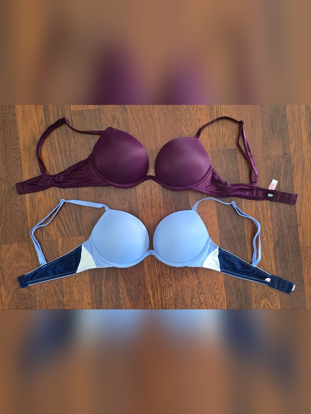 Victoria's Secret Push-Up Bras in Plum and Light Blue Size 34A